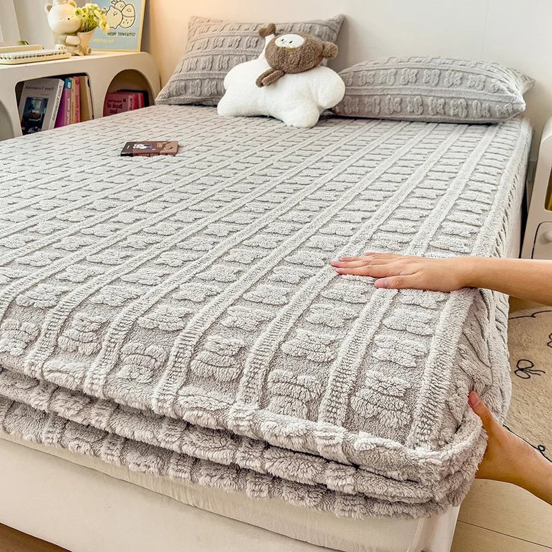 Afralia™ Taffeta Jacquard Bear Fitted Mattress Cover Queen Protector