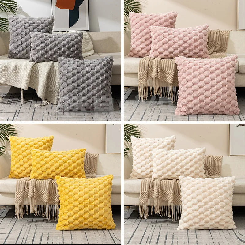 Afralia™ Soft Striped Flocking Cushion Cover for Home Sofa Living Bed Room