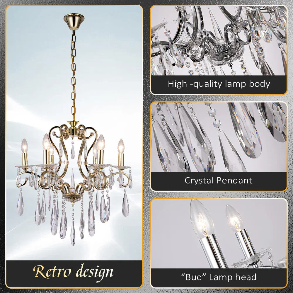 Afralia™ Crystal LED Chandelier for Kitchen Dining Living Bedroom Room