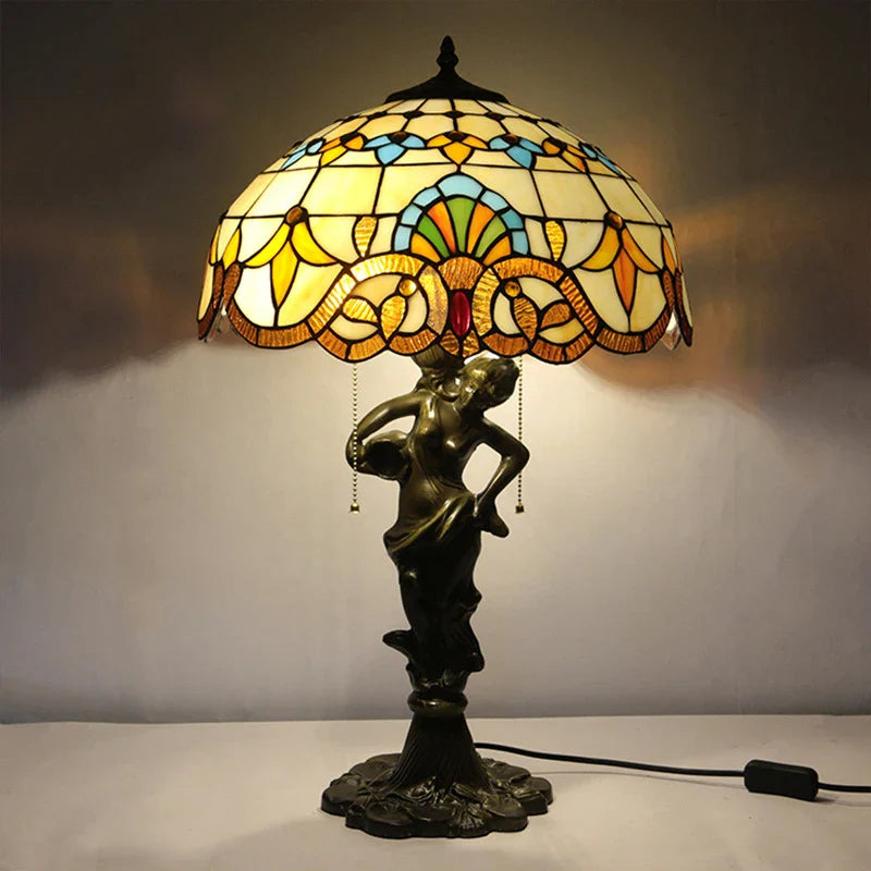 Afralia™ Exquisite Flowers Glass Table Lamp - LED Desk Light for Home, Study, Bedroom