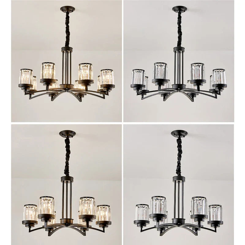 Afralia™ Black Art Crystal Chandelier for Luxury Living Room Bedroom Lighting Fixtures