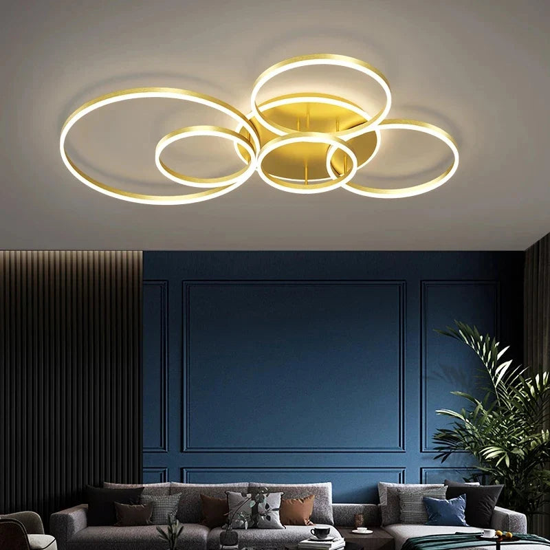 Afralia™ Aluminum Circle LED Chandelier Ceiling Light for Bedroom Living Room Kitchen