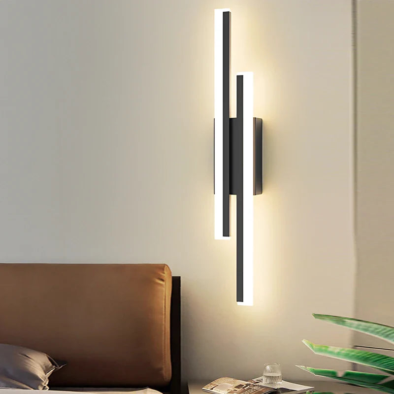 Afralia™ Nordic LED Wall Lamps Black Gold Indoor Acrylic Wall Lights for Bedroom and Living Room