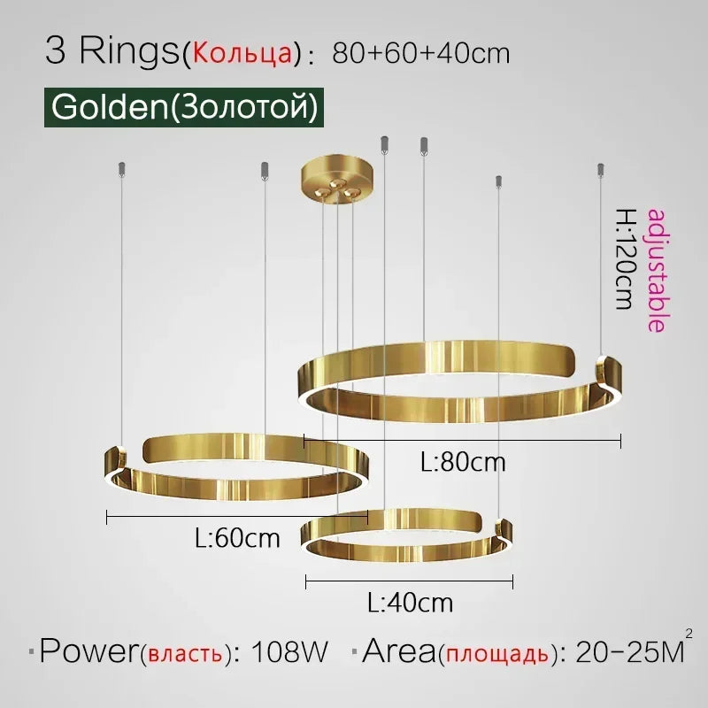 Afralia™ Minimalist Circle Rings Ceiling Chandelier Pendant Light for Home Decor