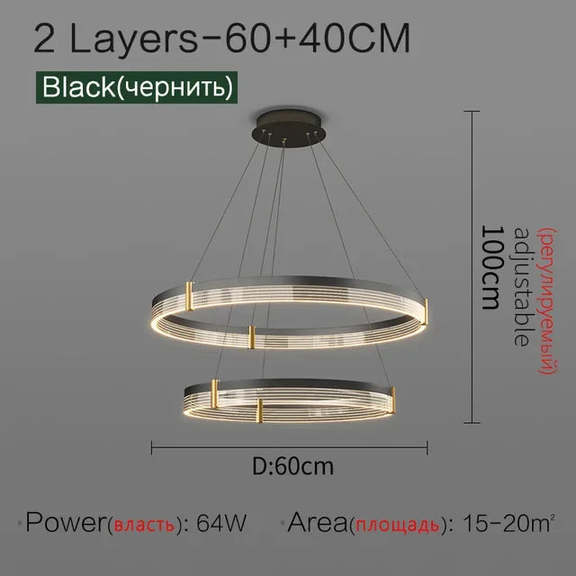 Afralia™ Circle Chandelier Acrylic Shade, High-End Designer Hanging Lighting for Home and Restaurant
