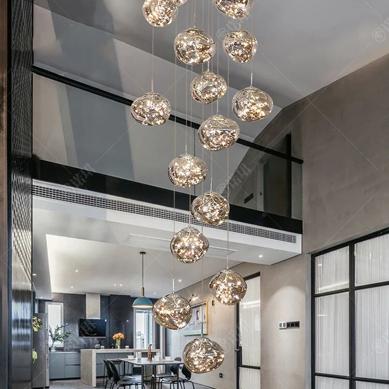 Afralia™ Modern Home Decor LED Pendant Light Chandeliers for Living Room - Indoor Staircase Hanging Lighting