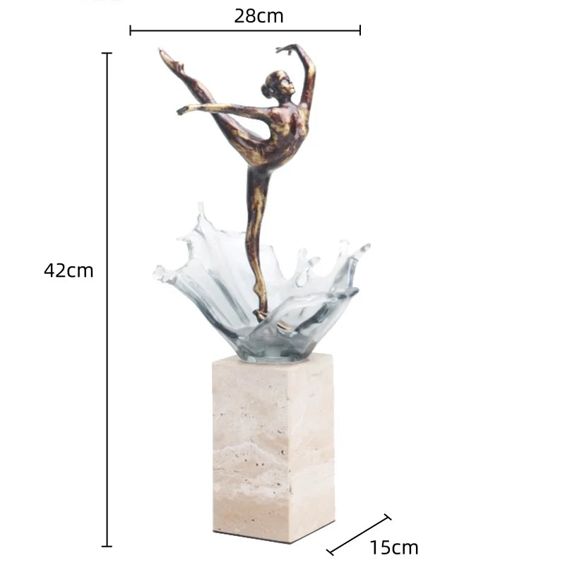 Afralia™ Ballet Dancer Figure Sculpture Clear Water Wave Home Decor