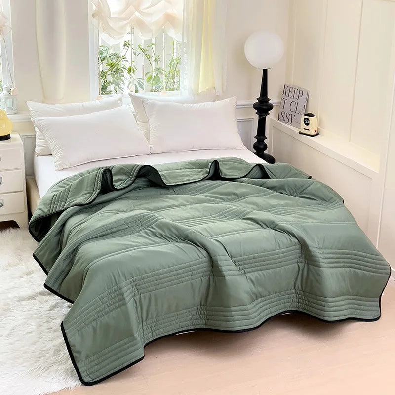 Afralia™ Summer Cool Thin Quilt: Single Double Bed Sofa, Solid Color Air Conditioning Blanket