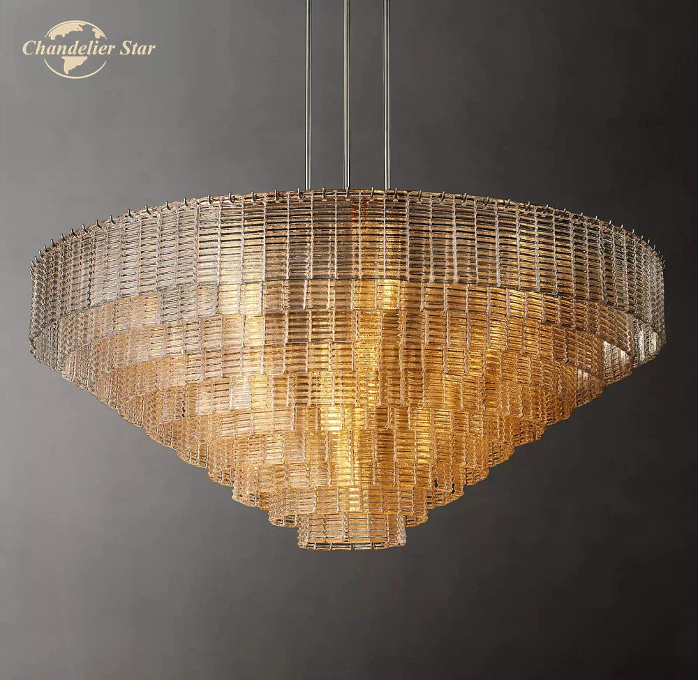 Afralia™ Sirene Clear Glass LED Chandelier - Modern Round Glass Hanging Lights