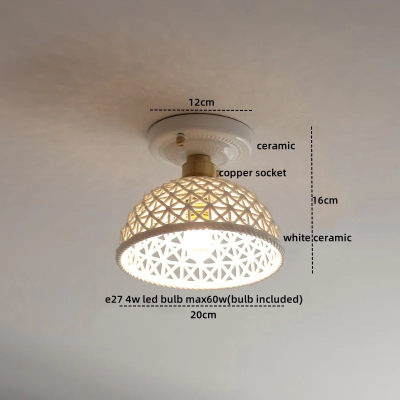 Afralia™ Ceramic LED Ceiling Lights: Modern Hollow Design for Living Room, Aisle, Balcony