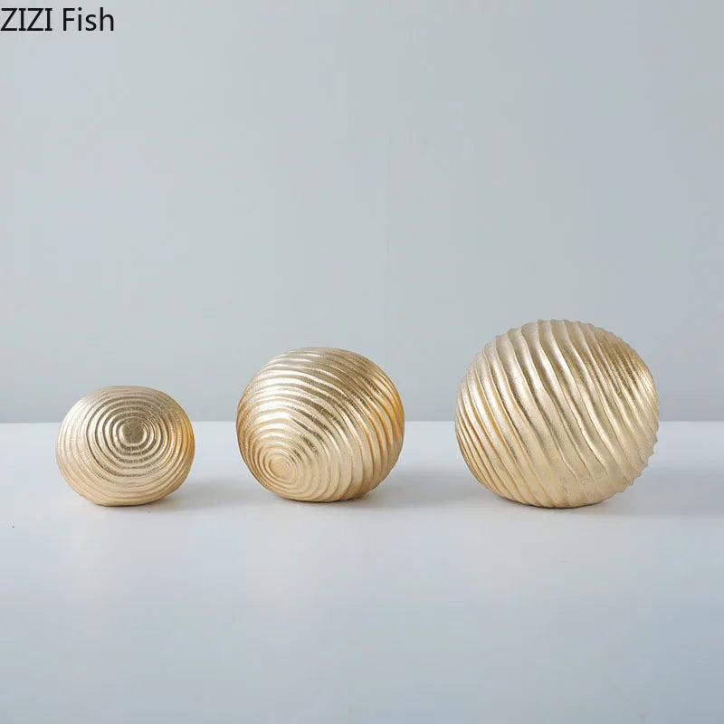 Afralia™ Golden Wave Ball Desk Ornament, Abstract Art Sculpture for Room Aesthetics