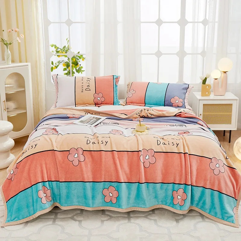 Afralia™ Cozy Flannel Plush Blanket - All Seasons Sofa Cover & Bed Sheet for Queen Double