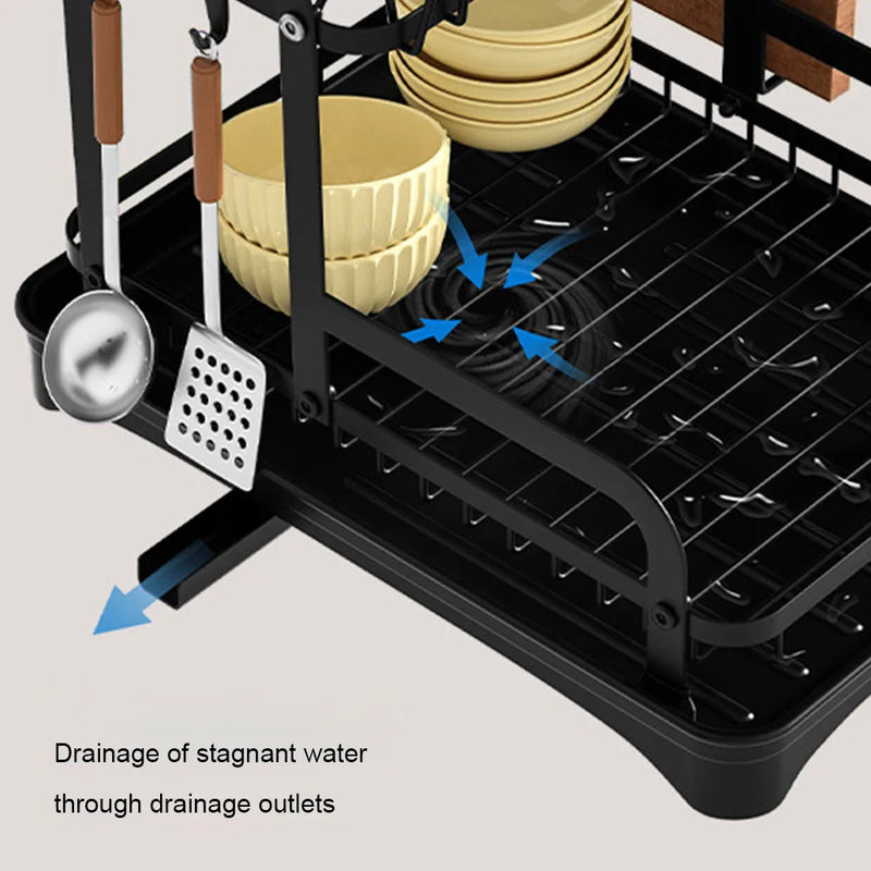 Afralia™ 2 Tier Dish Drainer Storage Rack for Kitchen Countertop Organization