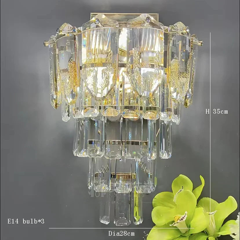 Afralia™ Luxury Gold Crystal Chandelier LED Hanging Lamp for Home Decoration