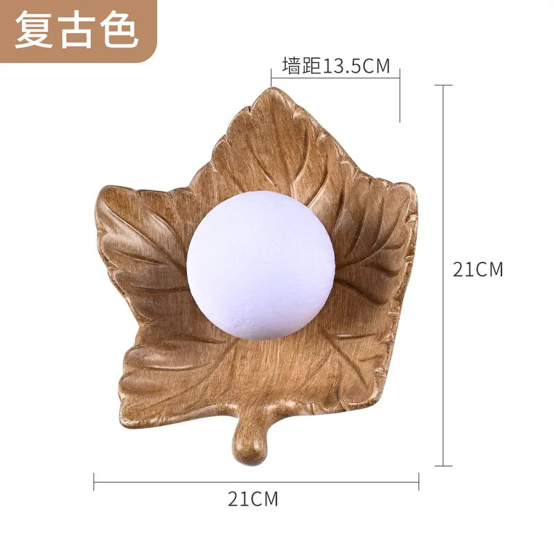 Afralia™ Maple Leaves Plastic Ball Wall Light: Nordic Style Living Room Decoration