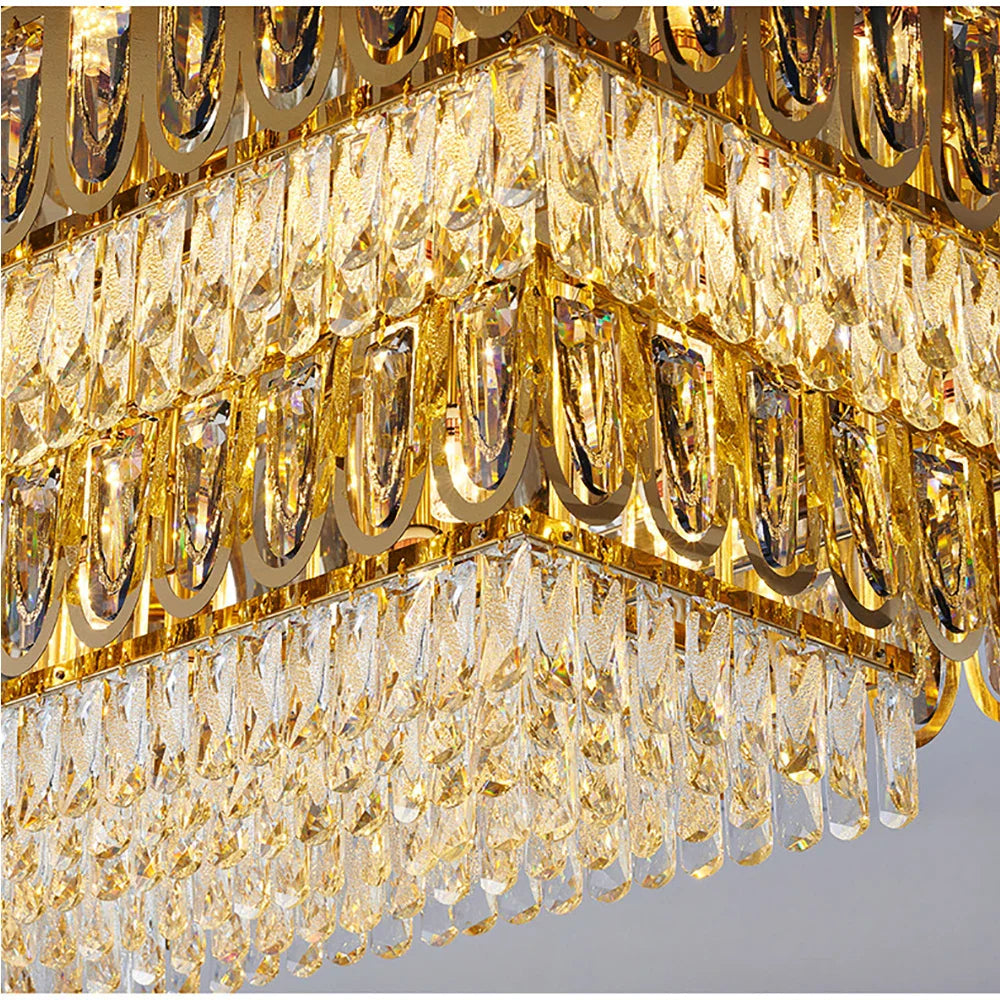 Afralia™ Gold Crystal Ceiling Light: Luxury Vintage Chandelier for Living Room