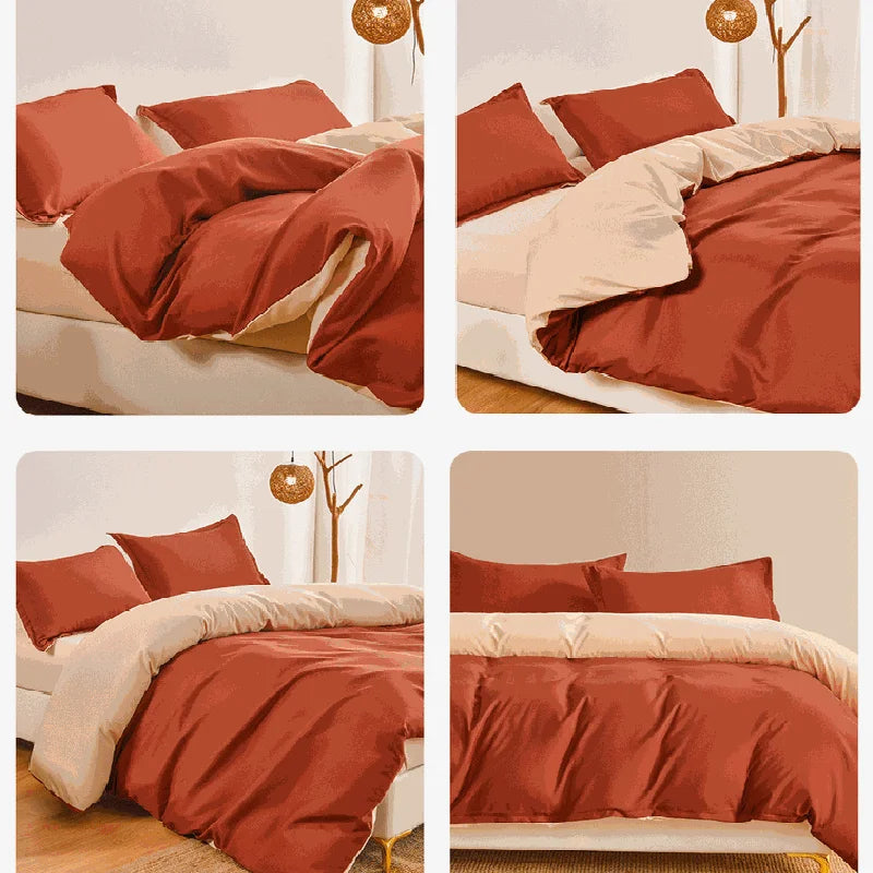 Afralia™ Solid Color Quilt Cover Set with Pillowcases, Full Queen King Size Bedclothes