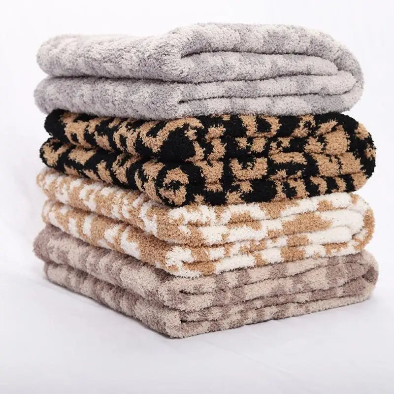 Afralia™ Leopard Print Knitted Fleece Blanket: Super Soft & Lightweight for Sofa Nap