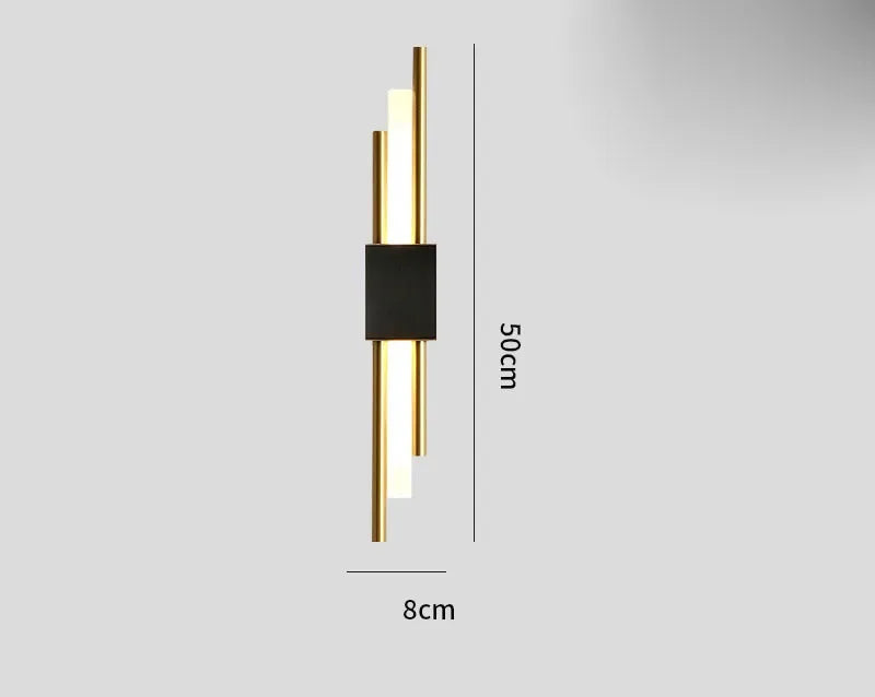 Afralia™ Gold Tube Wall Sconce Iron Acrylic Modern Bedroom Living Room Lamps