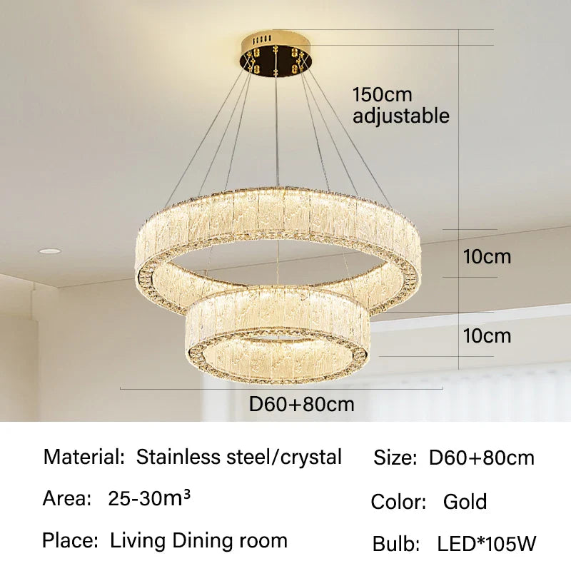 Afralia™ Crystal Pendant Chandelier: Luxury LED Lighting for Villa Living Dining Room