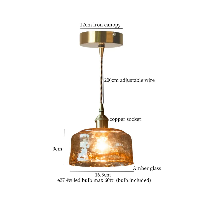 Afralia™ Vintage Glass LED Pendant Light for Kitchen Living Room Cafe Bar