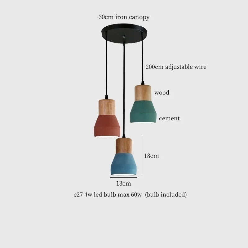 Afralia™ Cement LED Pendant Lamp Industrial Decor Bedroom Living Room Bar Cafe