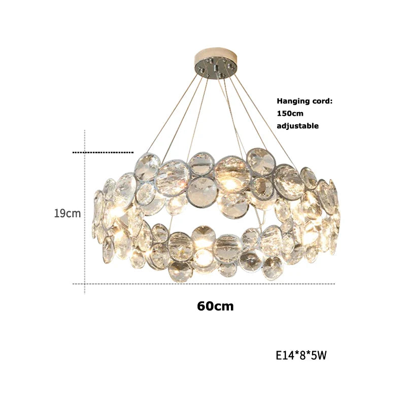 Afralia™ Crystal Magic Ring Dimmable LED Pendant Light for Living Room & Foyer
