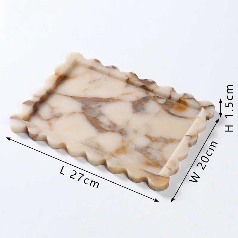 Afralia™ Calacatta Viola Marble Tray: Luxury Vanity & Kitchen Decor Tray
