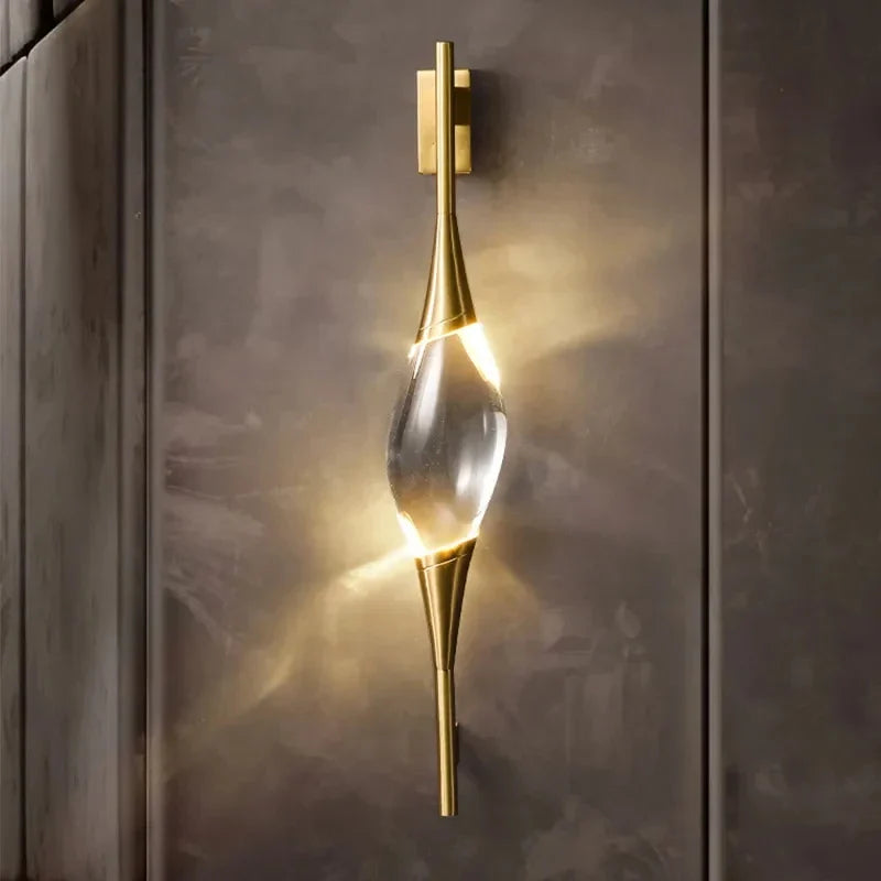 Afralia™ Wall Light Brass Crystal LED Sconces Indoor Fixtures Luxe Up Down Lighting