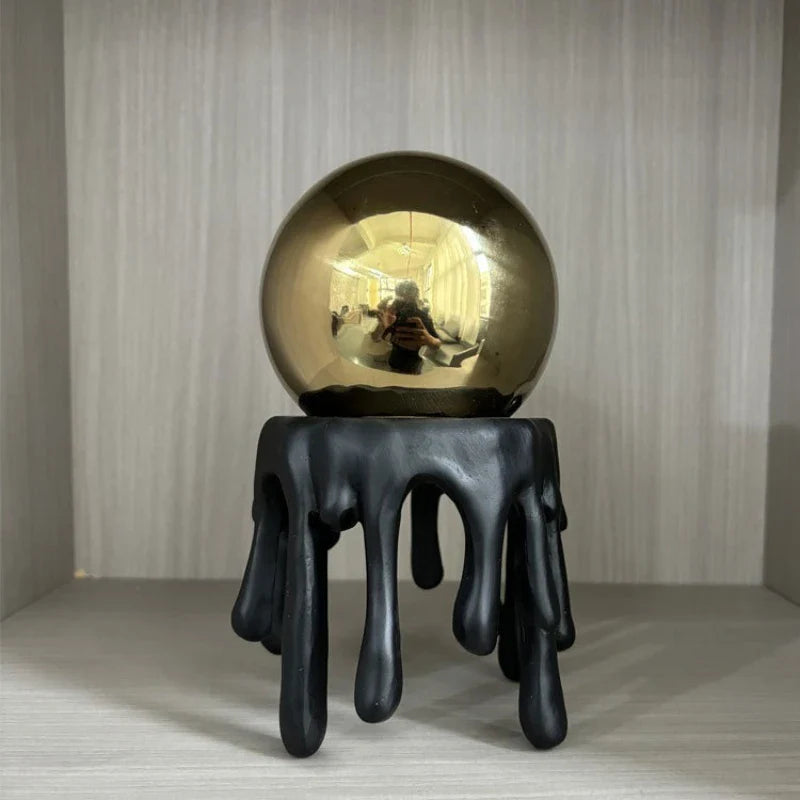Afralia™ Golden Octopus Spherical Figurine Decorative Resin Ornament