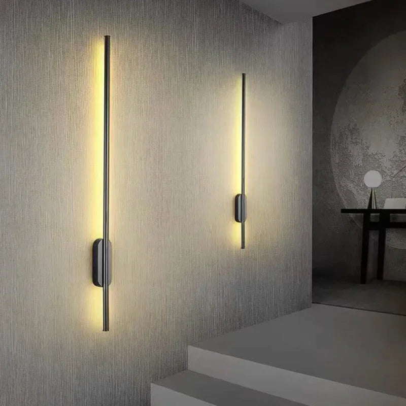 Afralia™ Black LED Wall Lights - Modern Straight Line for Bedroom, Living Room, Kitchen Décor