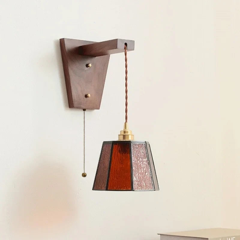 Afralia™ Nordic LED Glass Wall Lights for Bedroom, Living Room - Pull Chain Switch.