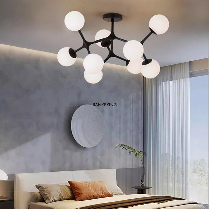Afralia™ Glass Ball Ceiling Chandelier: Modern Lighting Fixture for Living Room Bedroom Center Table