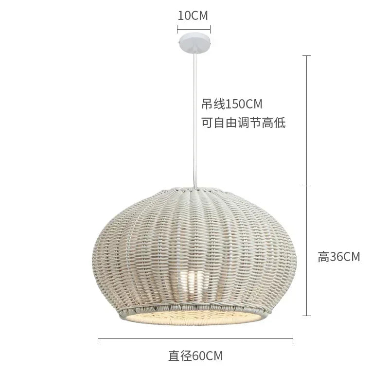 Afralia™ Chinese Style Outdoor Rattan Weaving Pendant Lights for Courtyard and Garden