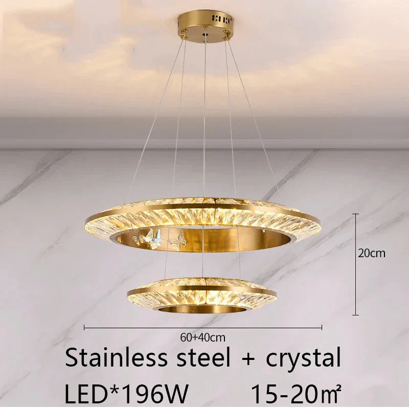Afralia™ LED Crystal Chandelier for Elegant Room Decor, Flying Disc Ring Ceiling Light
