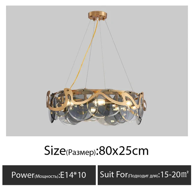 Afralia™ Smoke Grey Glass Ceiling Chandelier: Nordic Light Luxury for Home, Hotel & Dining Room