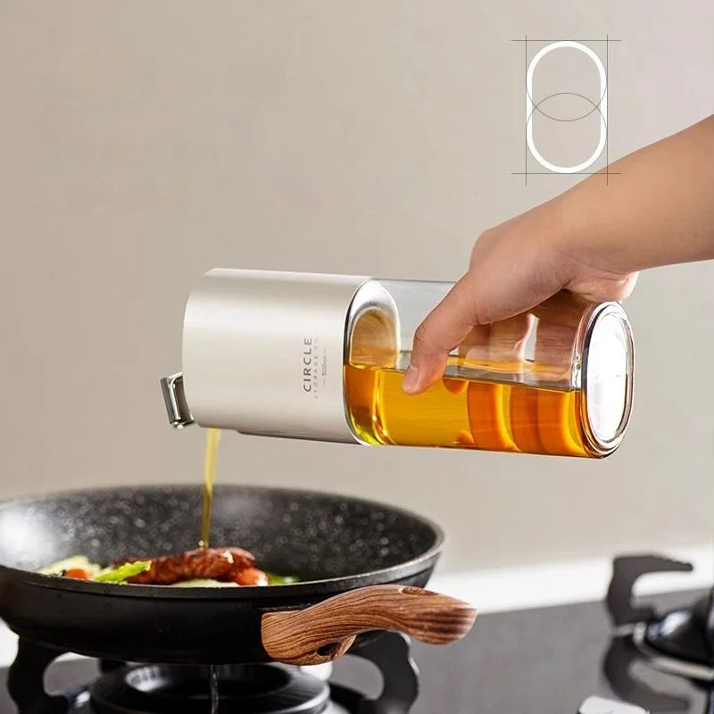 Afralia™ Automatic Glass Oil Pot Seasoning Bottle - Kitchen Cooking Vinegar Dispenser