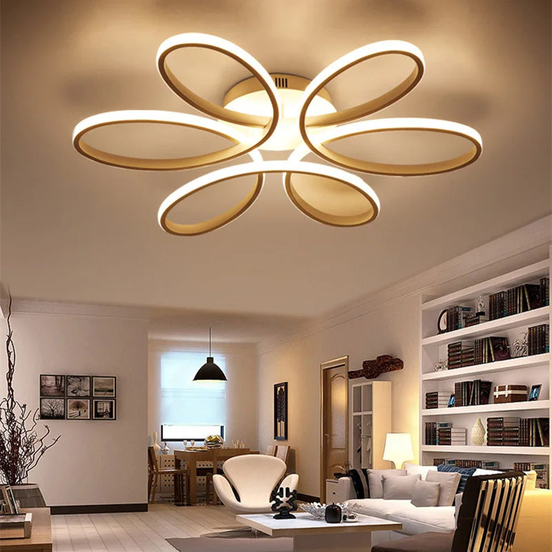 Afralia™ Flower Chandelier: Remote Control LED Ceiling Lamp for Modern Nordic Bedroom & Living Room