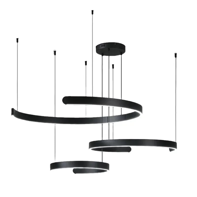 Afralia™ Black LED Chandelier Pendant Light for Foyer Stairs Bar, Minimalist Indoor Hanging Lamp