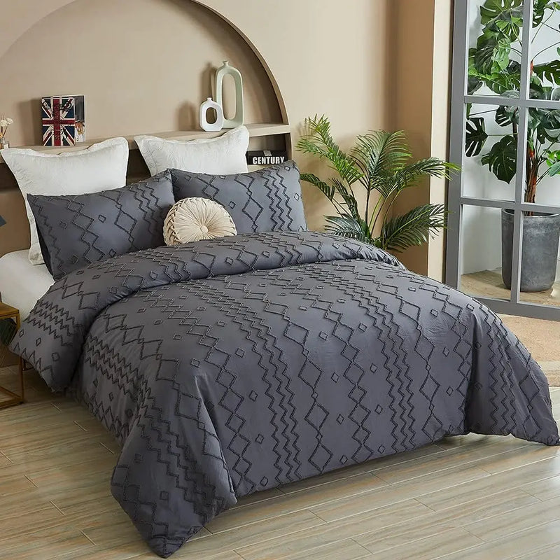 Afralia™ Embroidered Queen Size Duvet Cover Set