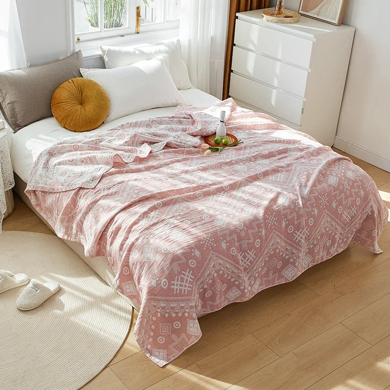 Afralia™ Nordic Cotton Gauze Throw Blanket for Sofa Bed, Boho Style Comforter Plaid
