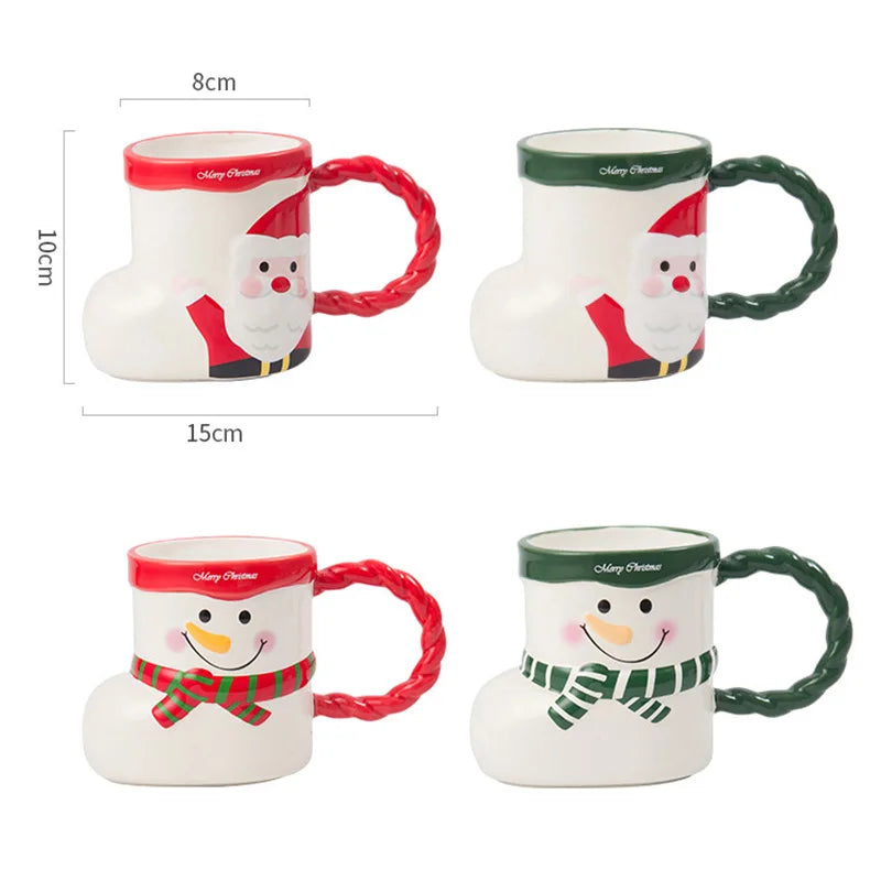 Afralia™ Lovely Christmas Socks Ceramic Mug Santa Coffee Cup Xmas Gift