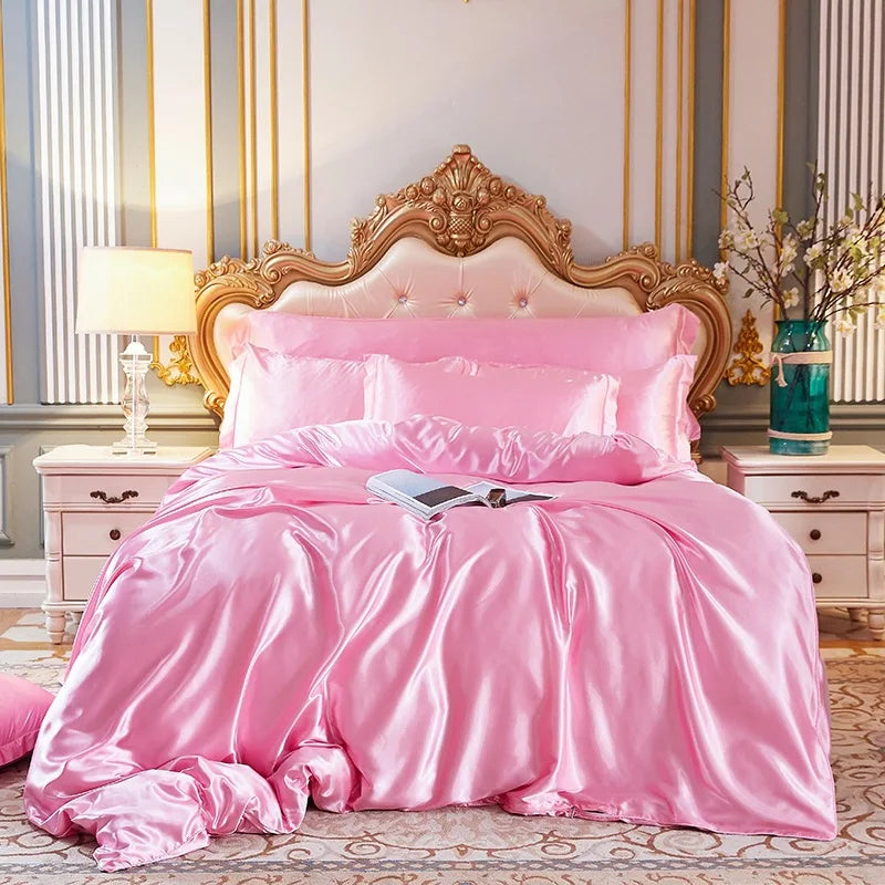 Afralia™ Luxe Satin Silk Duvet Cover Set | Soft Skin-Friendly Comforter with Pillowcase