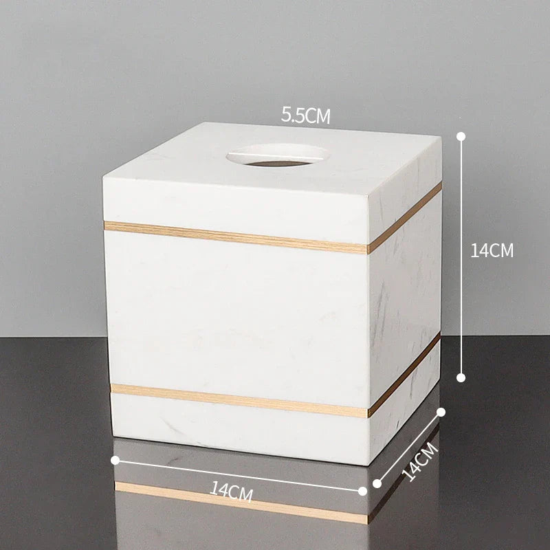 Afralia™ Volakos White Marble Bathroom Set with Golden Accents