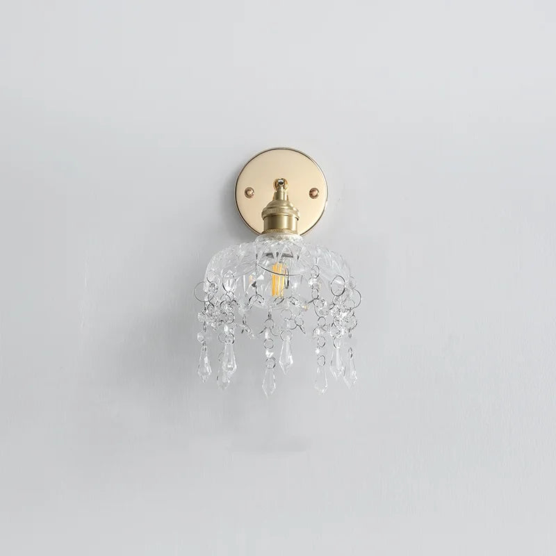 Afralia™ Rotatable Clear Glass LED Wall Lamp with Pull Chain Switch