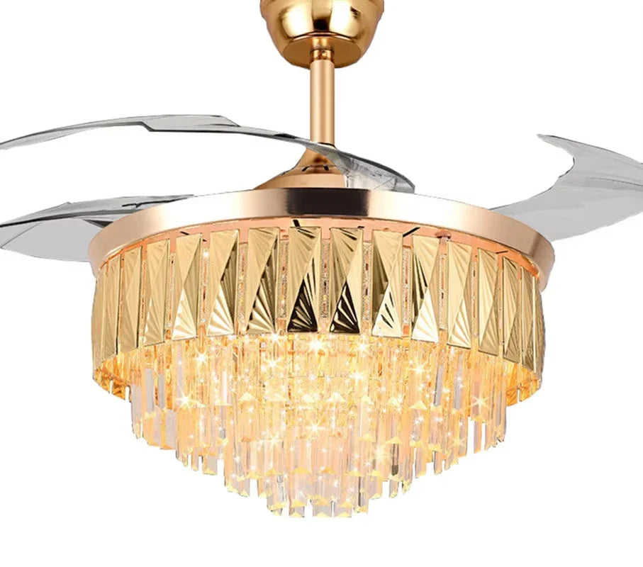 Afralia™ Modern Crystal Ceiling Fan with Remote Control - 42inch