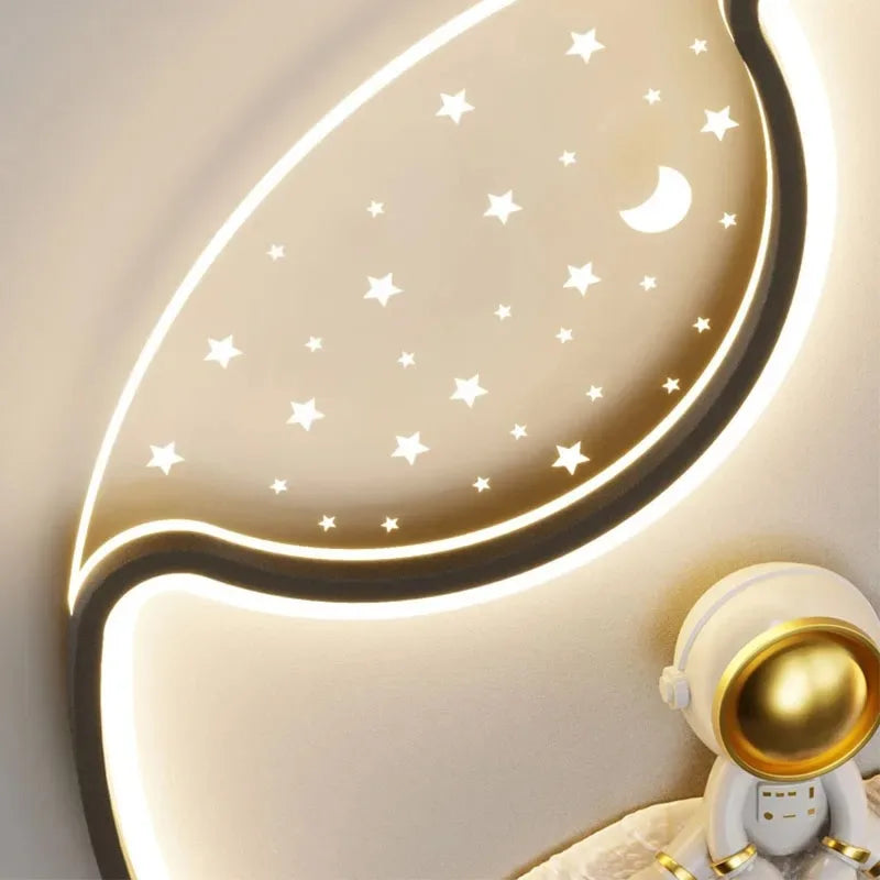 Afralia™ Astronaut Moonlight LED Ceiling Light for Kids' Bedroom & Living Room