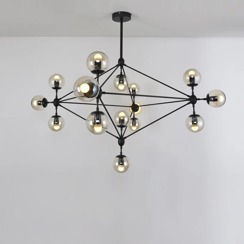 Afralia™ Glass Ball Chandelier: Industrial Vintage Loft Lighting for Living Room, Kitchen, and More