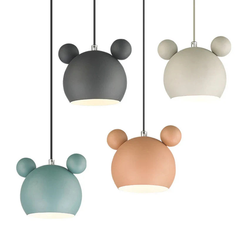 Afralia™ Cartoon Mouse Pendant Light: Nordic Iron Hanging Lamp for Children's Room, LED Lighting Fixtures