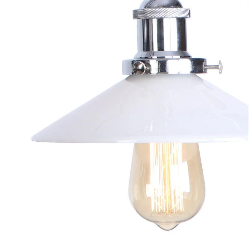 Afralia™ White Glass Swing Arm LED Wall Sconce for Industrial Loft, Coffee, Hallway